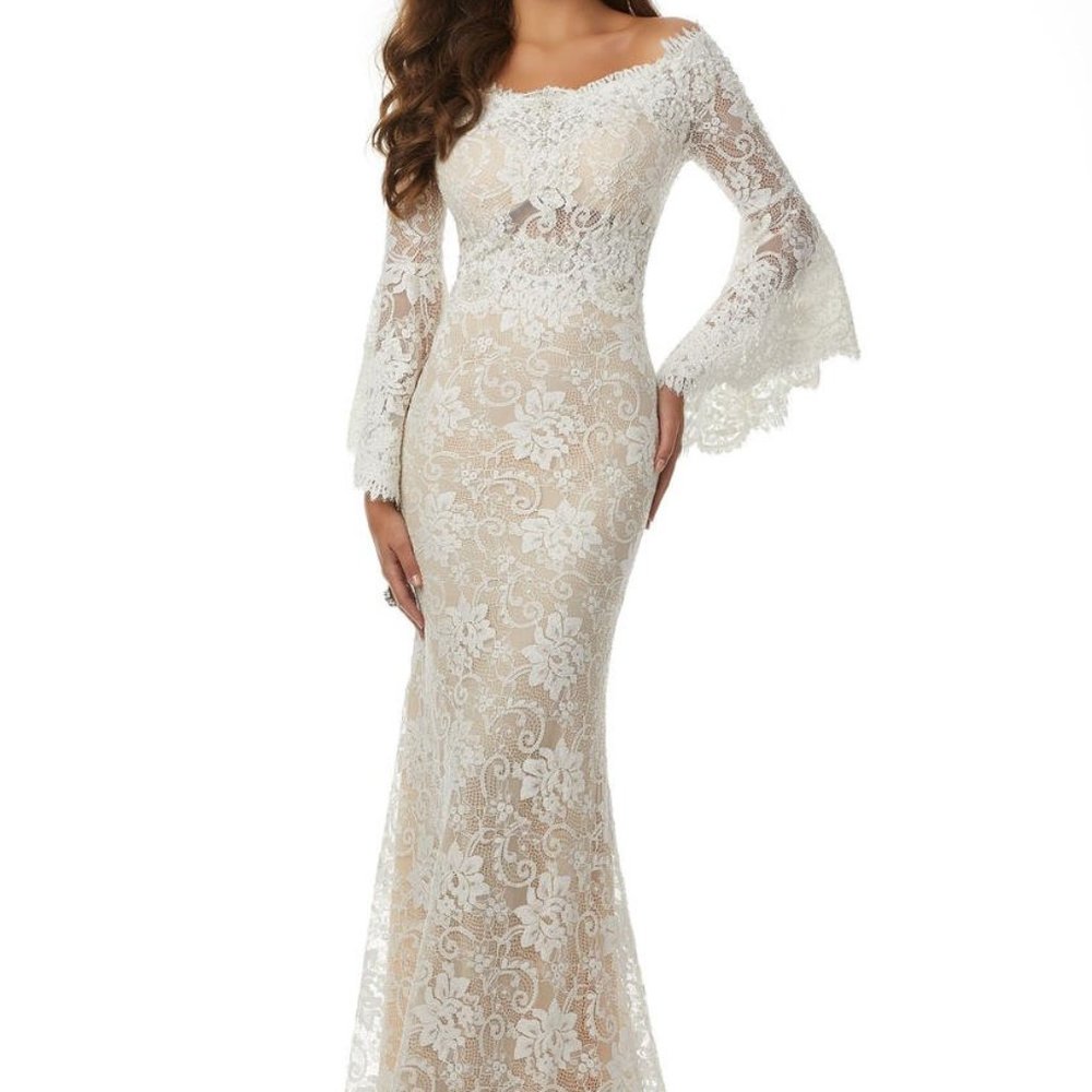 White lace open back Morilee Dress size 8